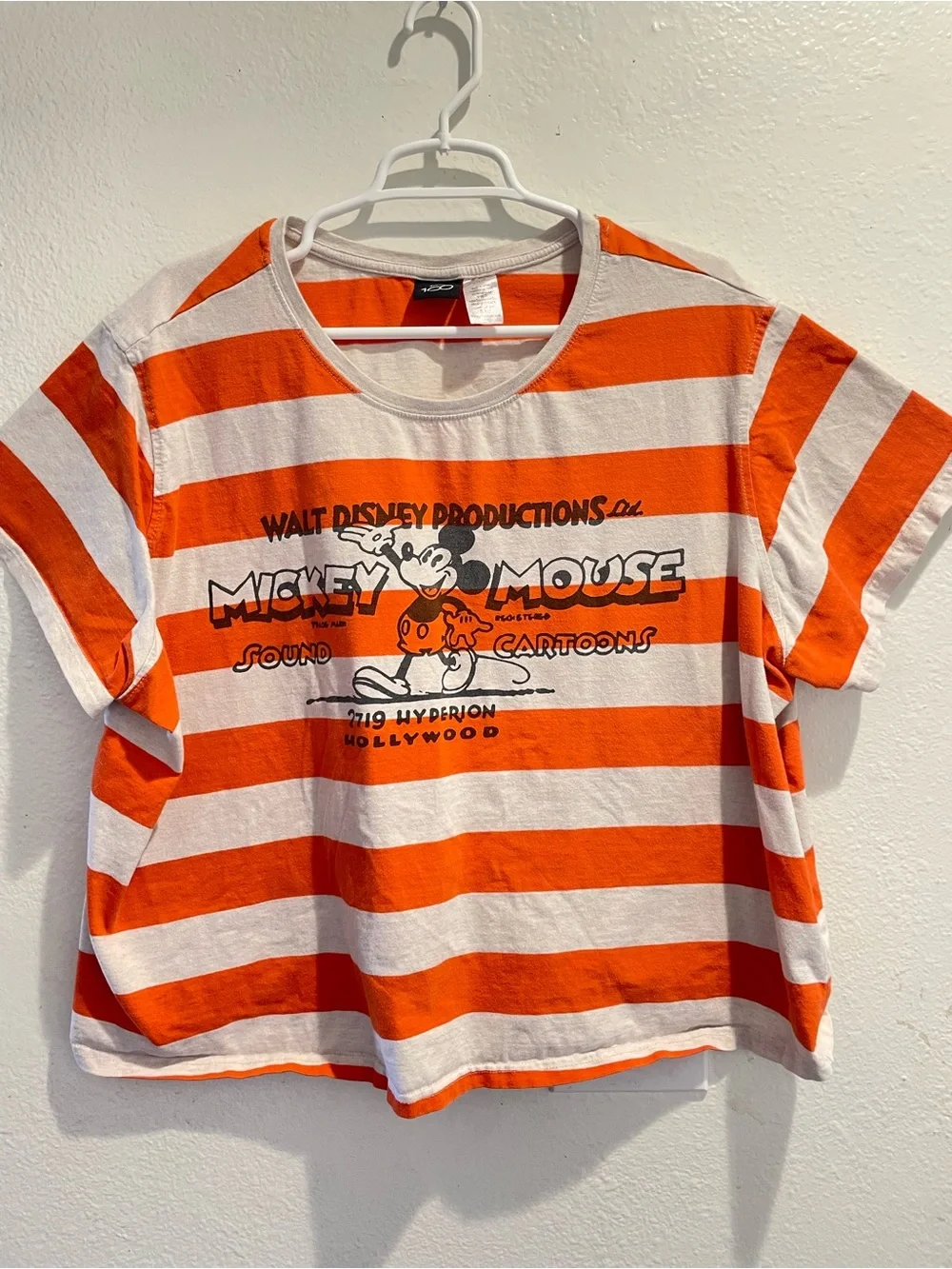 Disney100 Eras Mickey Mouse Hyperion Studio Orange Stripe Tee 3XL